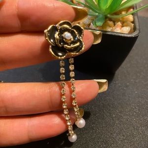 Black Rose Dangle Earrings